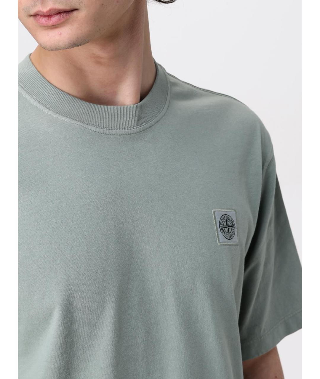 STONE ISLAND Серая хлопковая футболка, фото 6