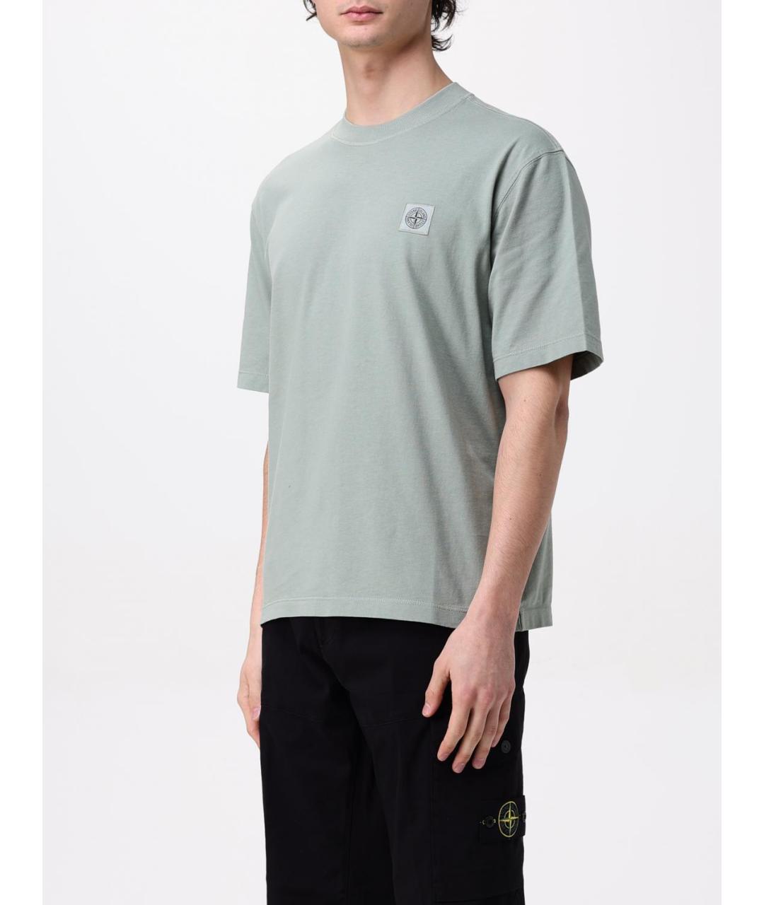 STONE ISLAND Серая хлопковая футболка, фото 5