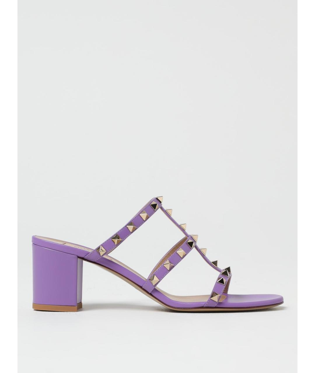 VALENTINO Фиолетовые кожаные босоножки, фото 5