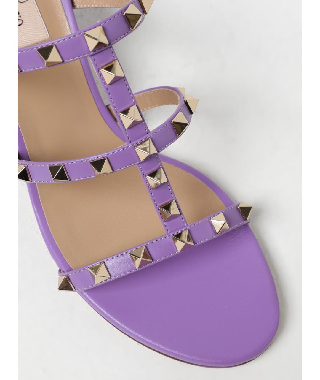 VALENTINO Фиолетовые кожаные босоножки, фото 4