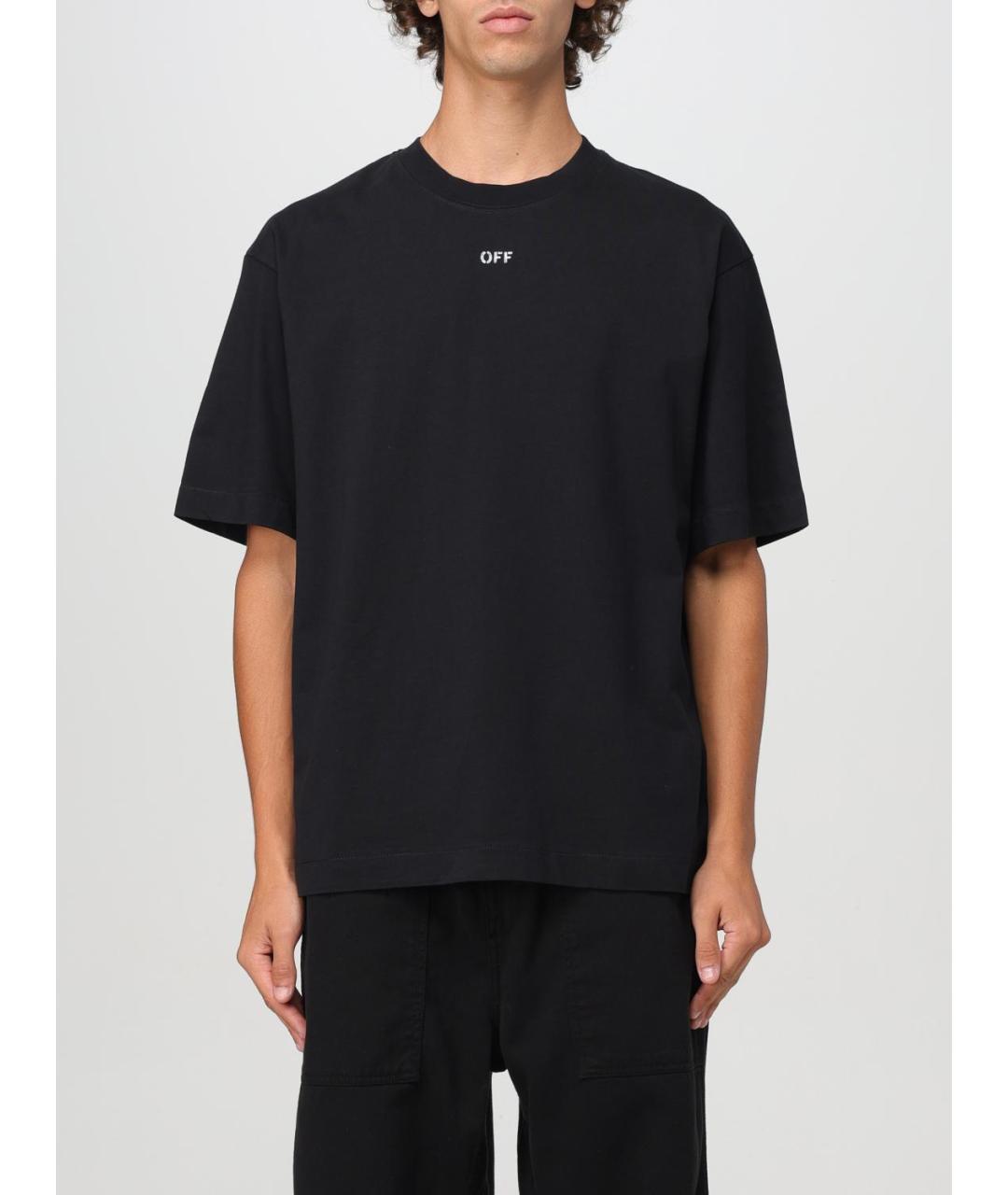 OFF-WHITE Черная хлопковая футболка, фото 2