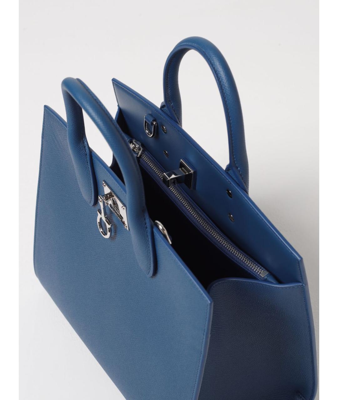 FERRAGAMO Синяя кожаная сумка тоут, фото 4