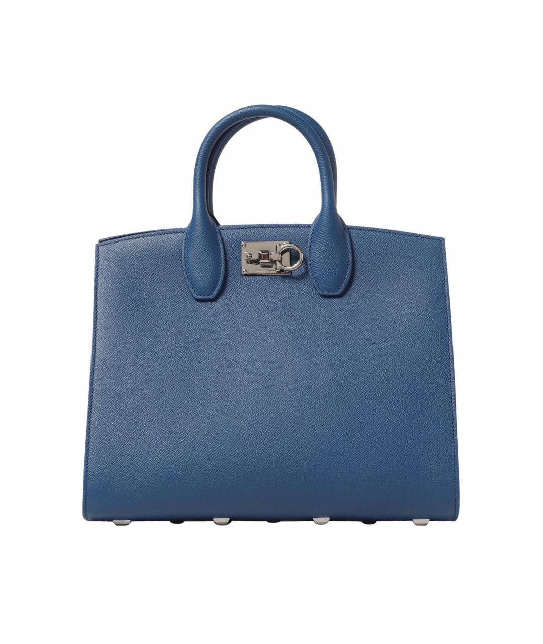 FERRAGAMO Синяя кожаная сумка тоут, фото 1