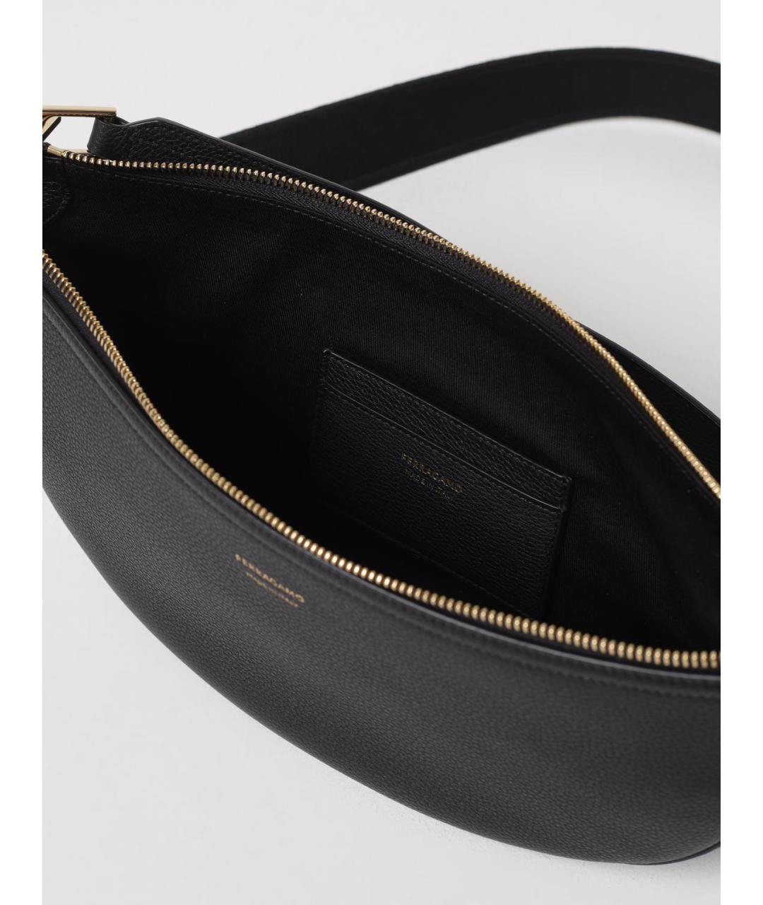 FERRAGAMO Черная кожаная сумка через плечо, фото 4