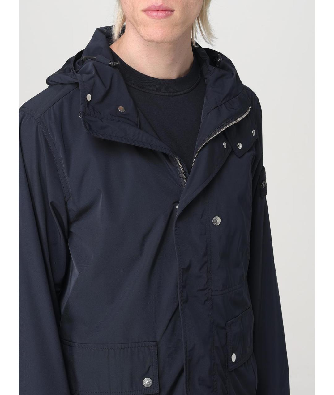 STONE ISLAND Темно-синяя полиэстеровая куртка, фото 6