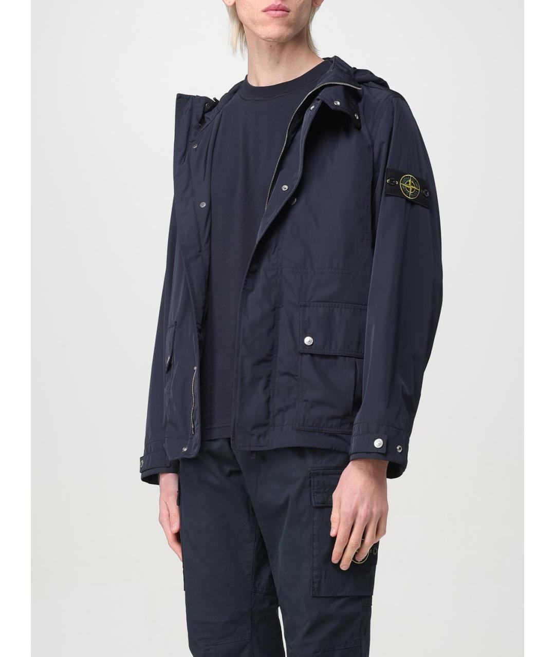 STONE ISLAND Темно-синяя полиэстеровая куртка, фото 5