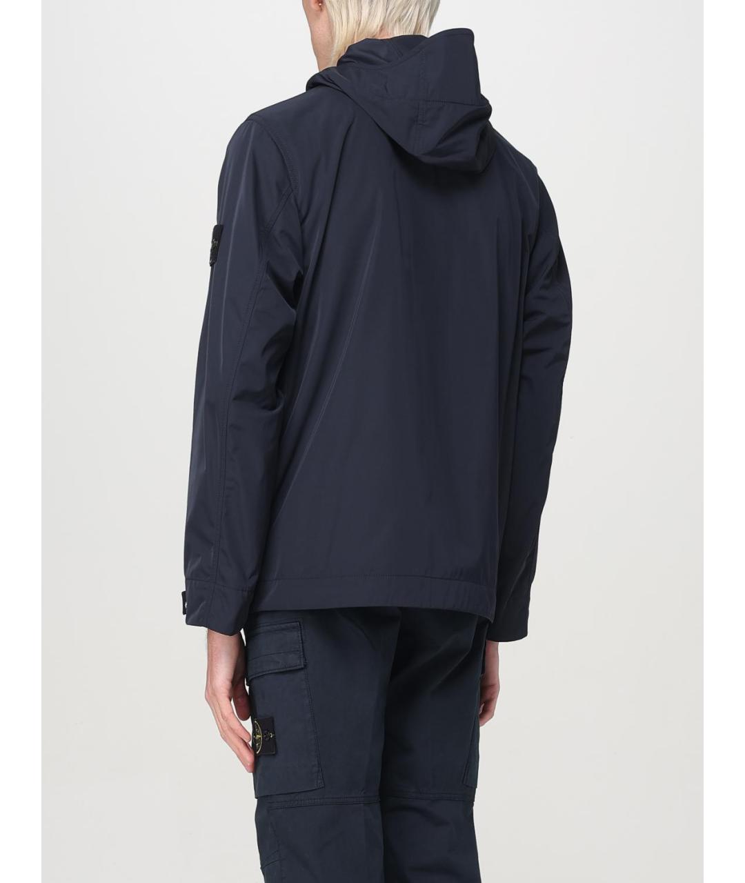 STONE ISLAND Темно-синяя полиэстеровая куртка, фото 4