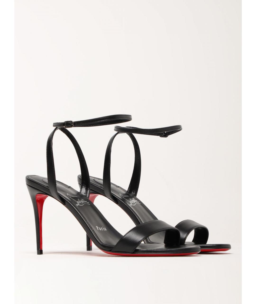 CHRISTIAN LOUBOUTIN Черные кожаные босоножки, фото 2