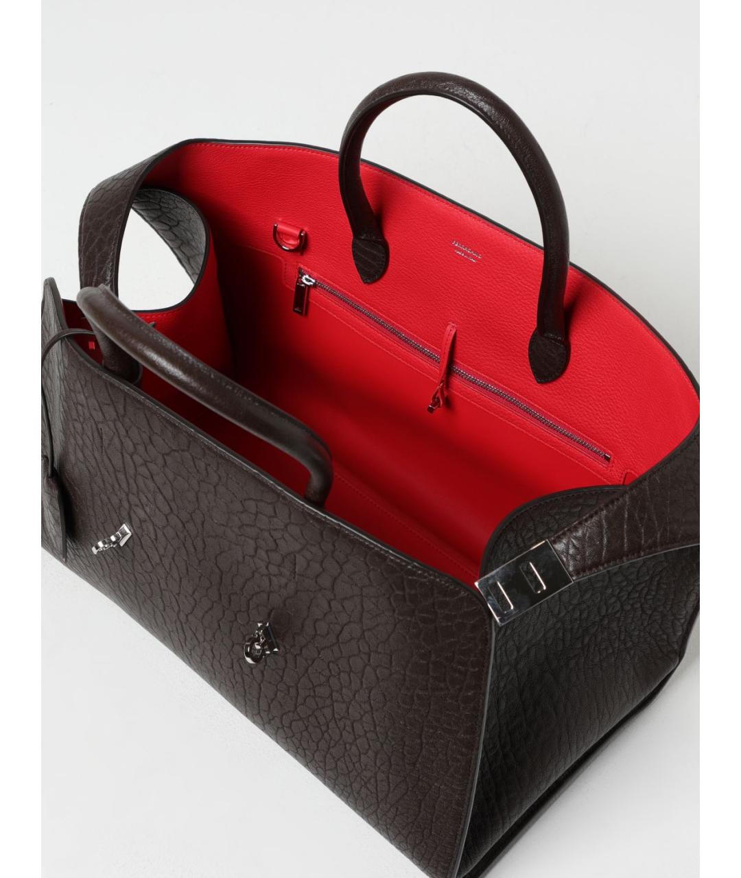 FERRAGAMO Черная кожаная сумка тоут, фото 5