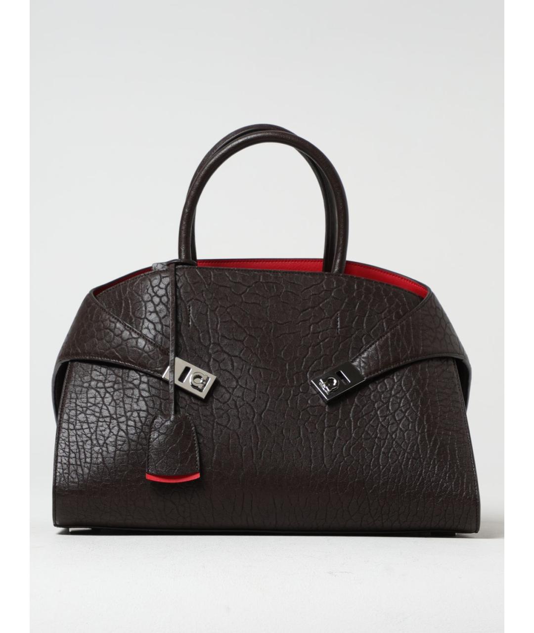 FERRAGAMO Черная кожаная сумка тоут, фото 6