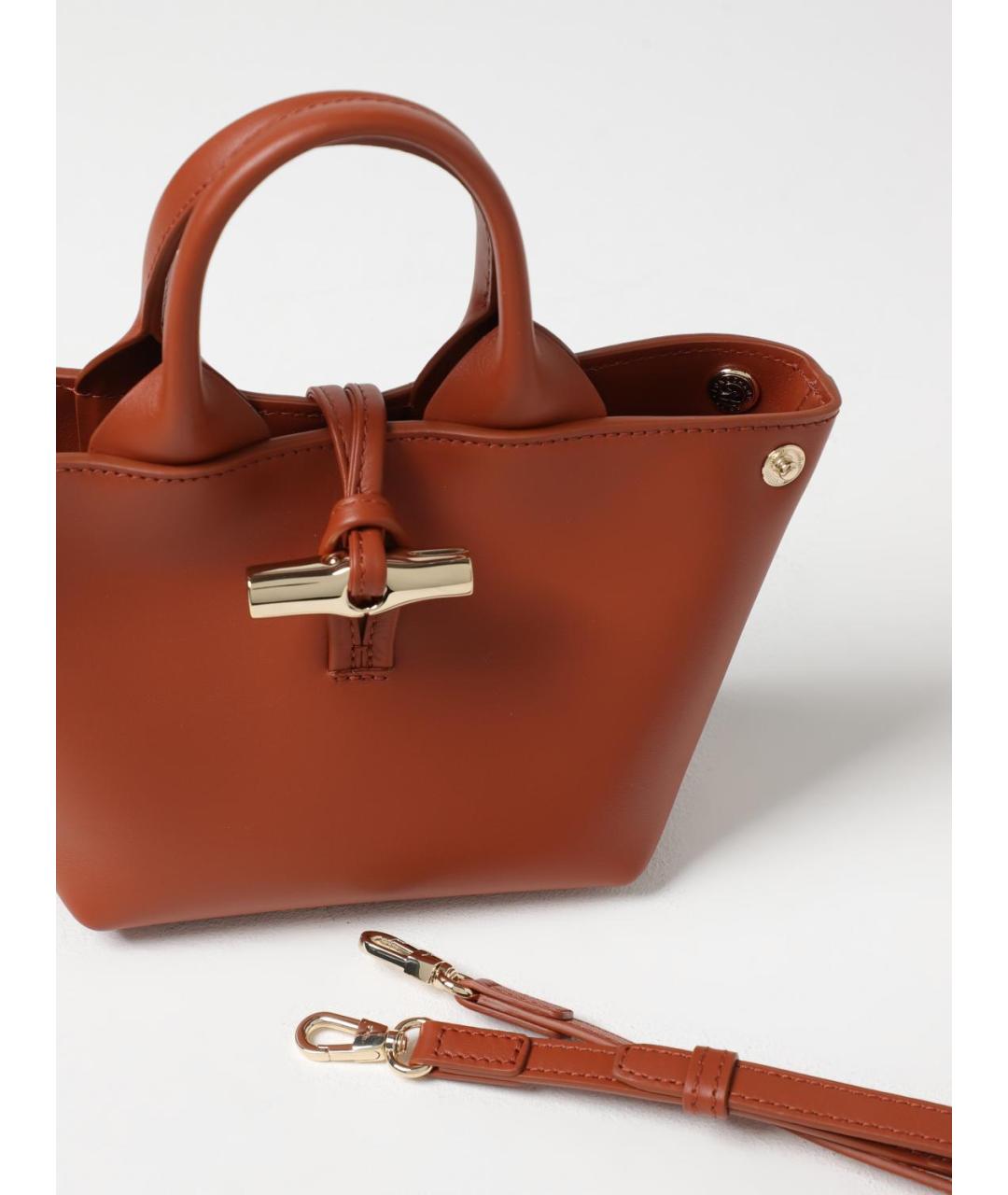 LONGCHAMP Коричневая кожаная сумка через плечо, фото 3