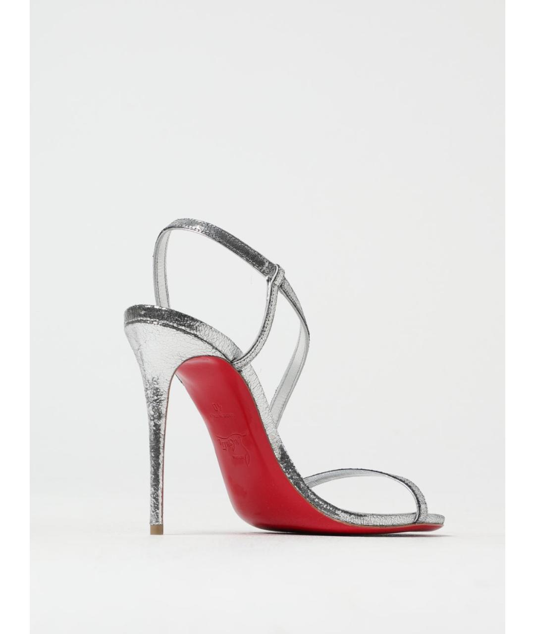 CHRISTIAN LOUBOUTIN Серебряные кожаные босоножки, фото 3