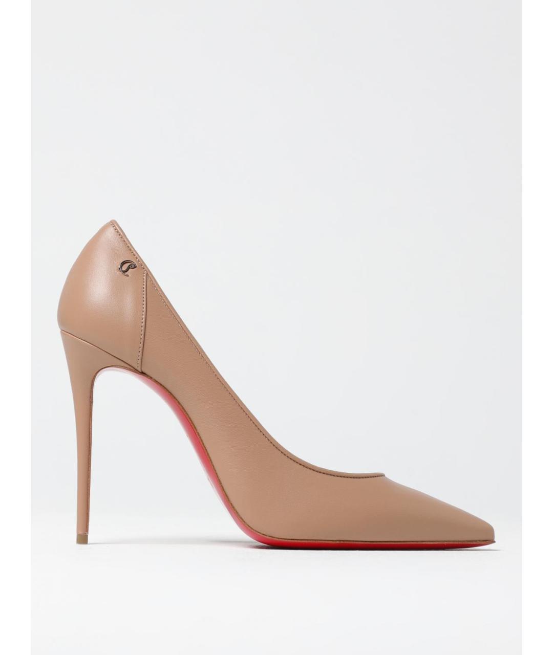 CHRISTIAN LOUBOUTIN Бежевые кожаные туфли, фото 5