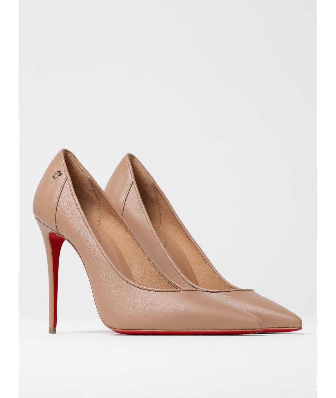 CHRISTIAN LOUBOUTIN Бежевые кожаные туфли, фото 2