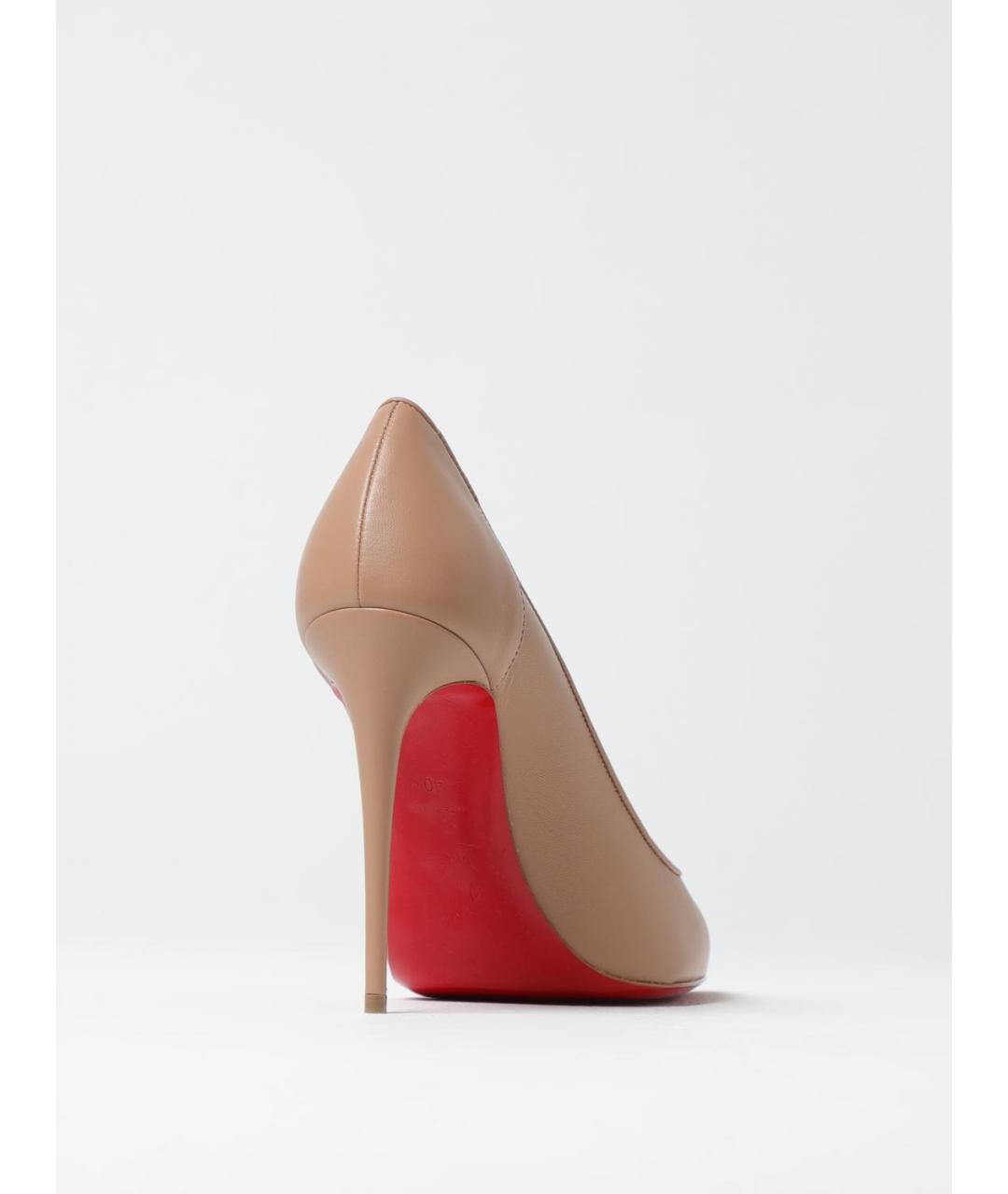 CHRISTIAN LOUBOUTIN Бежевые кожаные туфли, фото 3