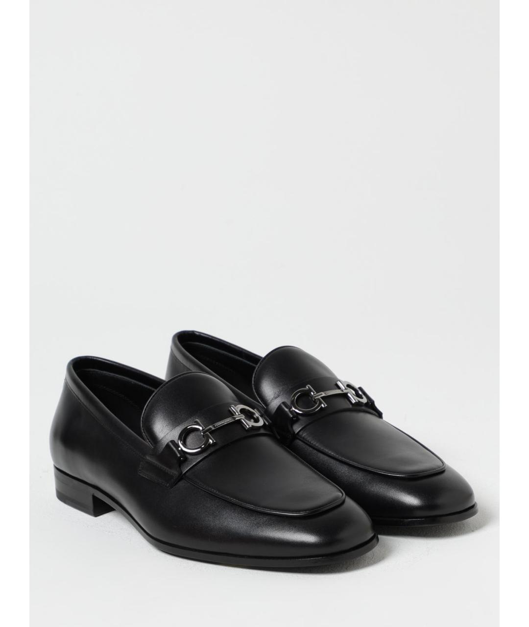FERRAGAMO Черные кожаные лоферы, фото 2