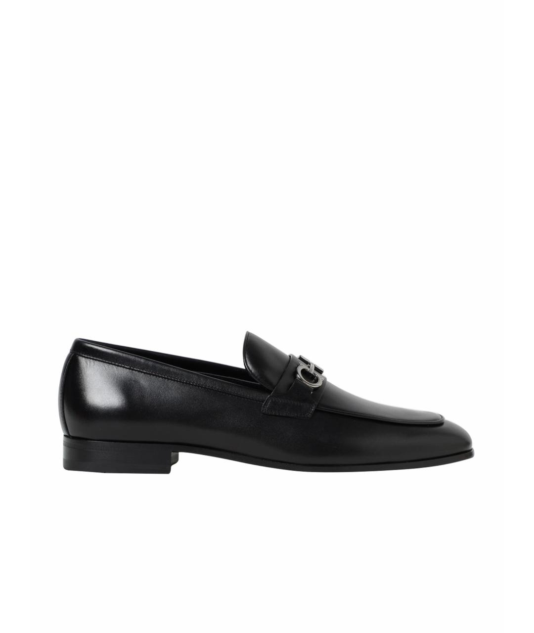 FERRAGAMO Черные кожаные лоферы, фото 1