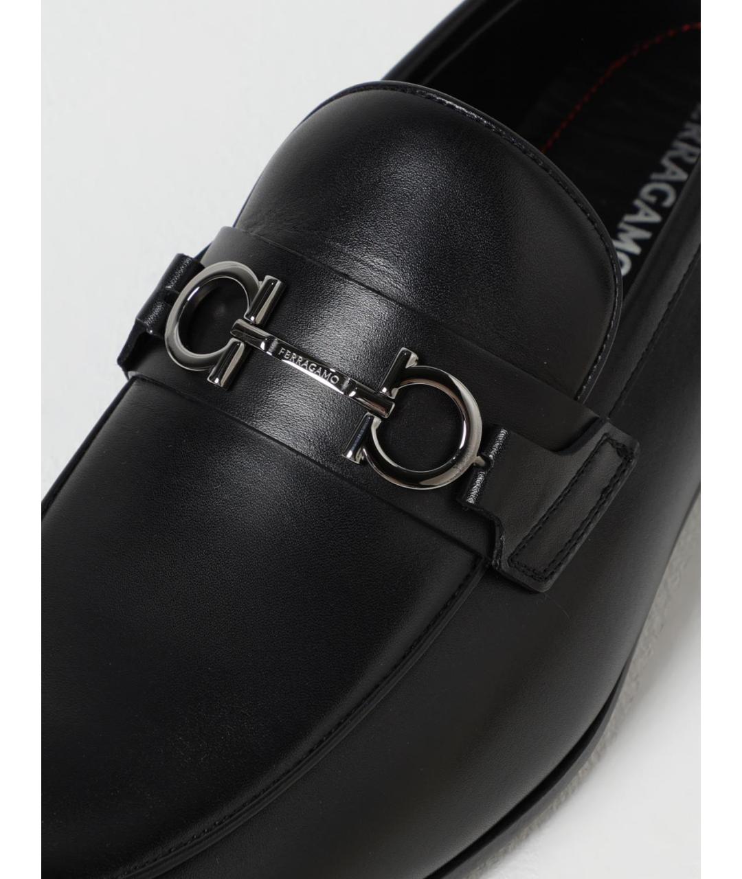 FERRAGAMO Черные кожаные лоферы, фото 4