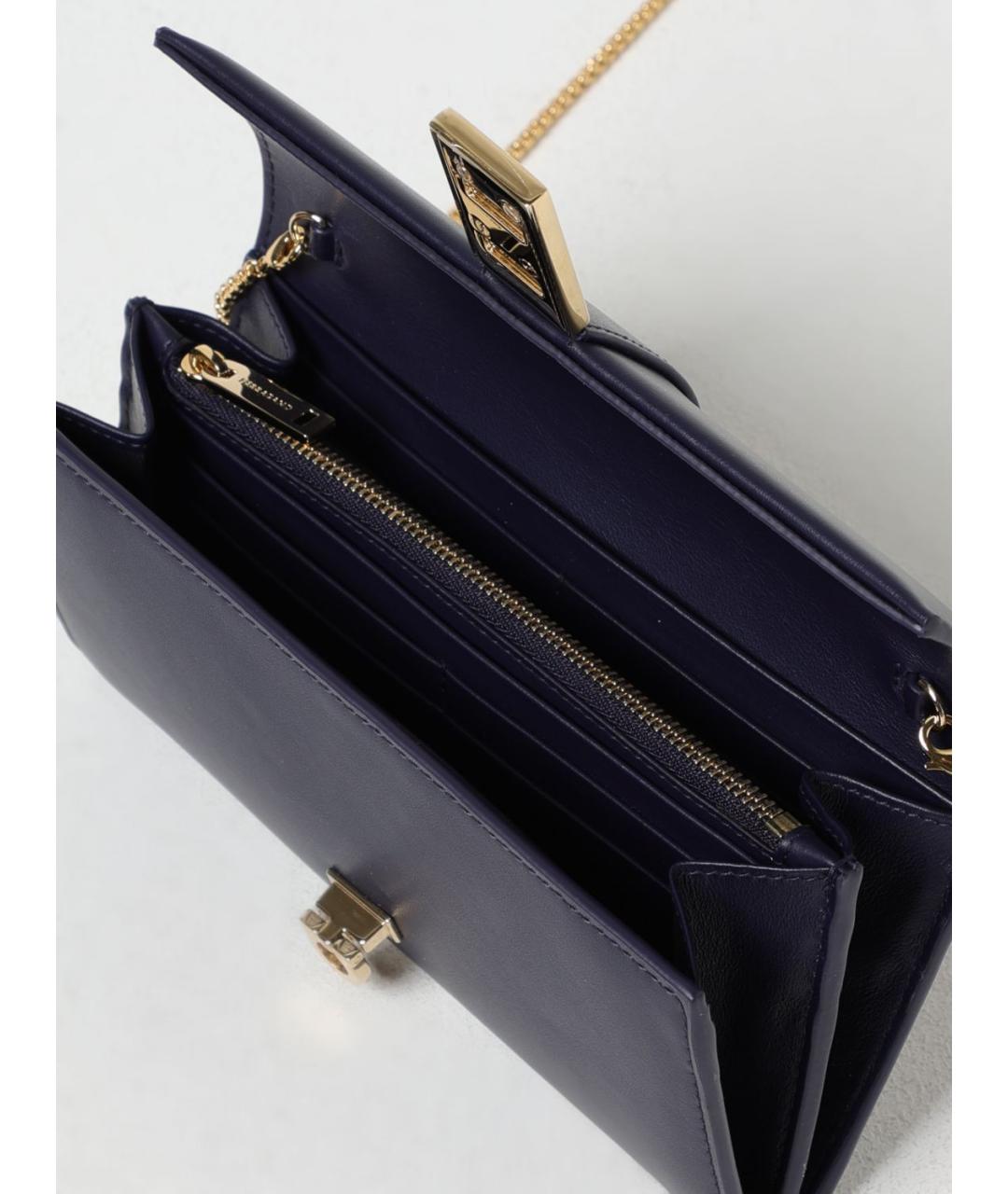 FERRAGAMO Темно-синяя кожаная сумка через плечо, фото 4
