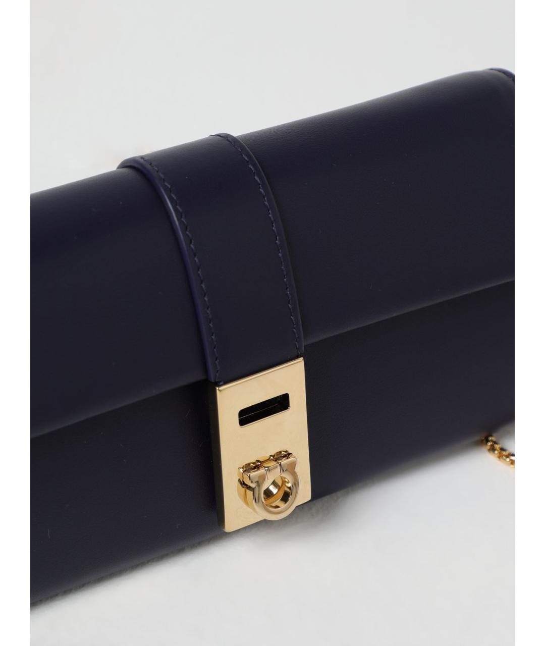 FERRAGAMO Темно-синяя кожаная сумка через плечо, фото 3