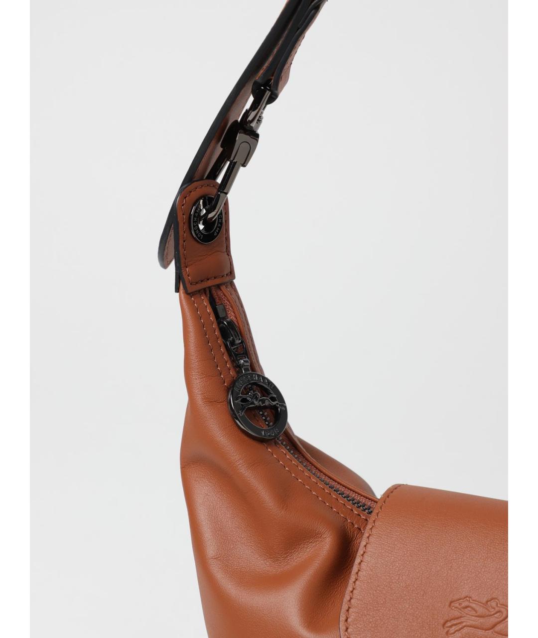 LONGCHAMP Коричневая кожаная сумка через плечо, фото 3