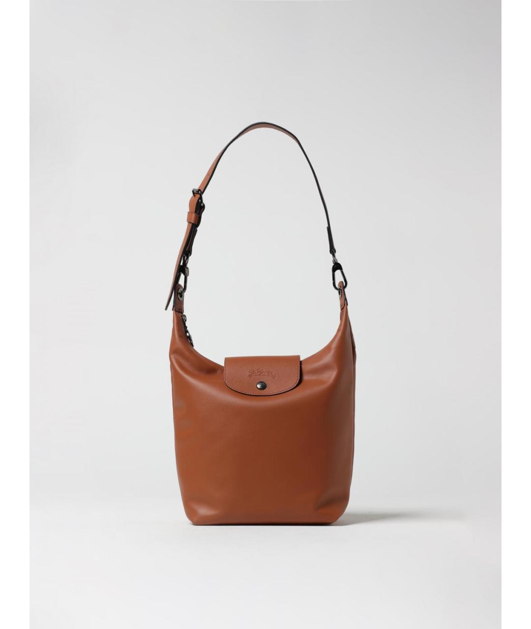 LONGCHAMP Коричневая кожаная сумка через плечо, фото 4
