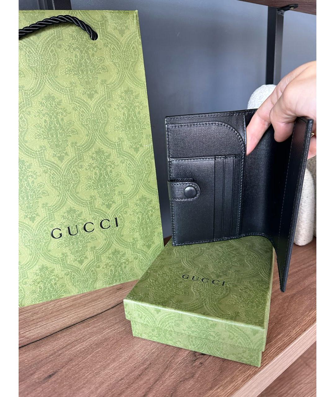 GUCCI Черная кожаная визитница, фото 5