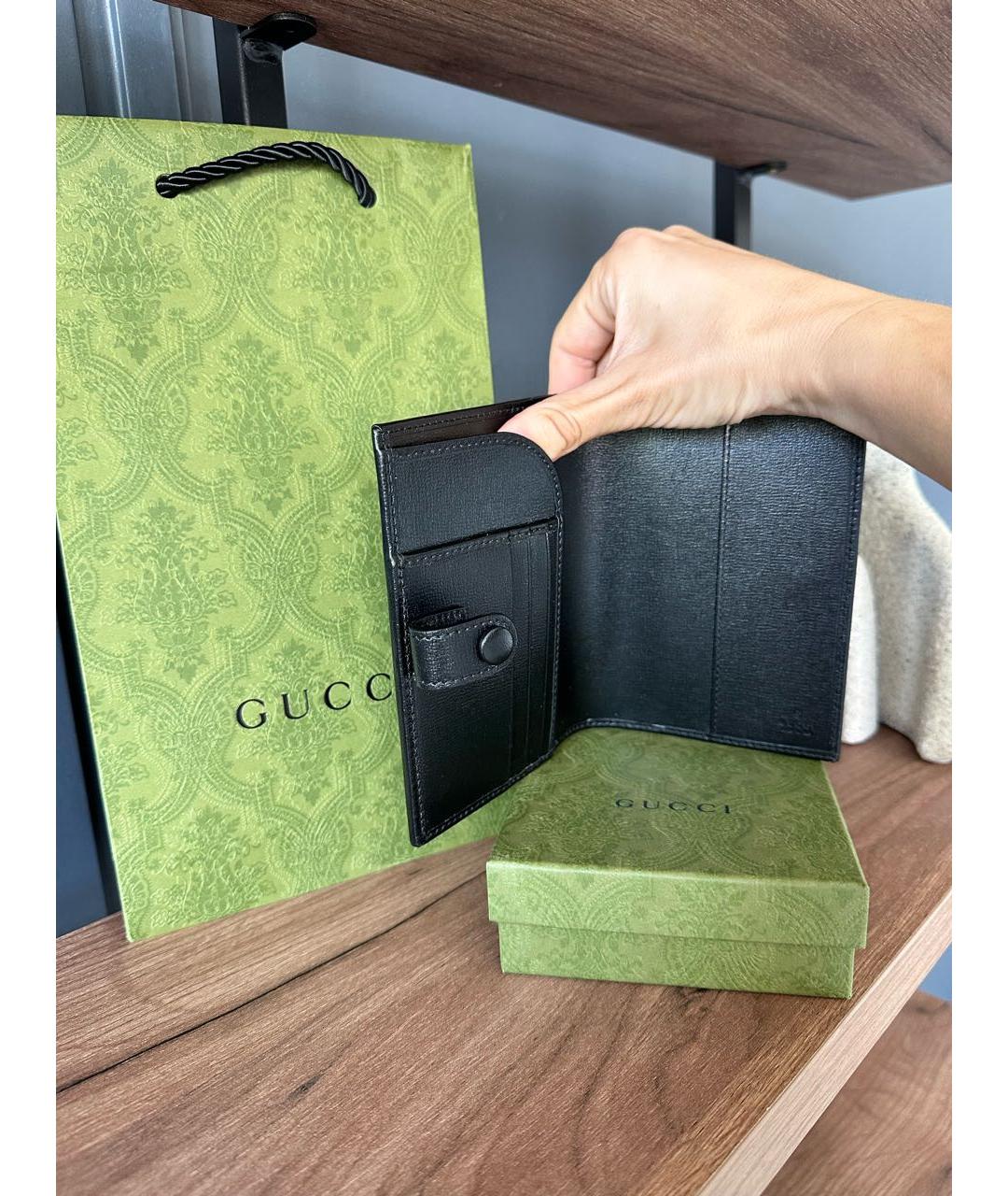 GUCCI Черная кожаная визитница, фото 6