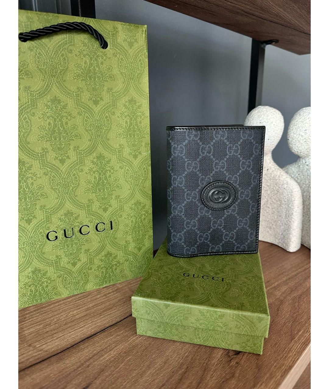GUCCI Черная кожаная визитница, фото 4