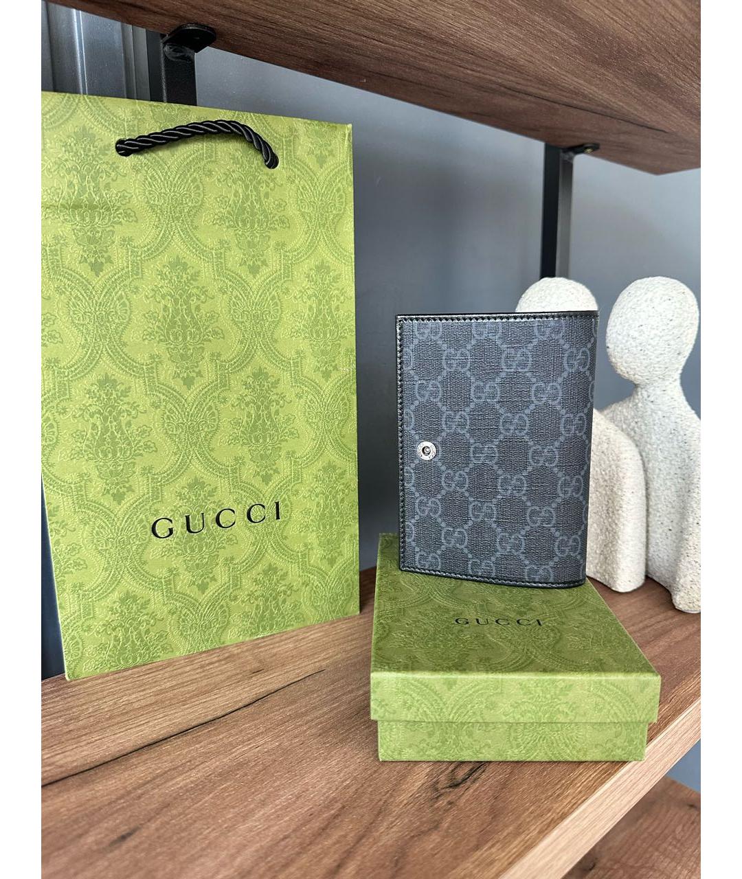 GUCCI Черная кожаная визитница, фото 3