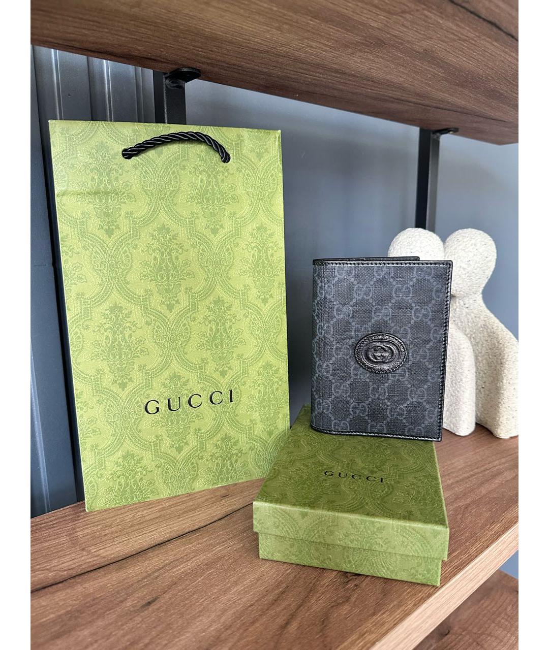 GUCCI Черная кожаная визитница, фото 7