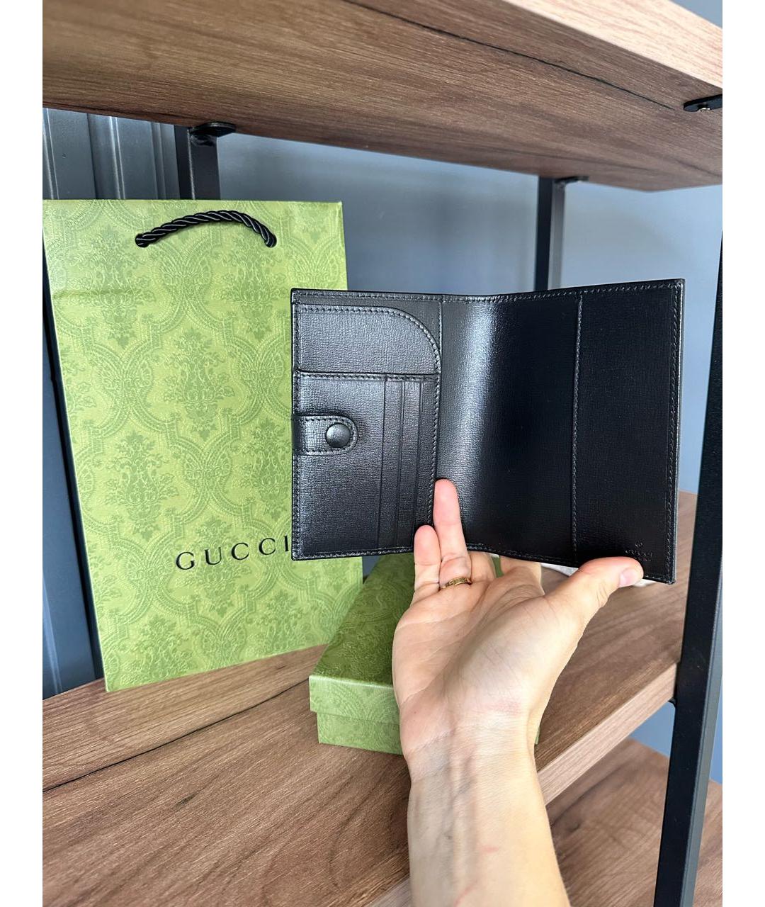 GUCCI Черная кожаная визитница, фото 2