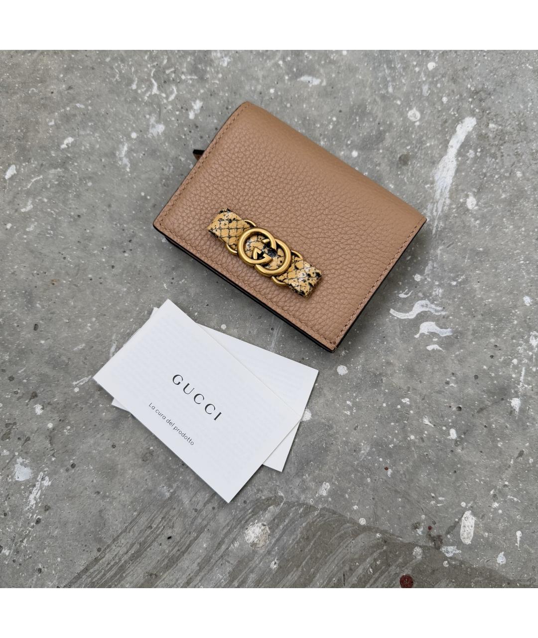 GUCCI Бежевый кожаный кошелек, фото 3