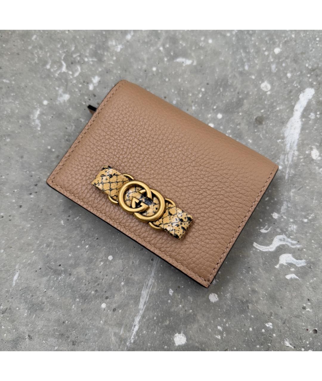 GUCCI Бежевый кожаный кошелек, фото 9