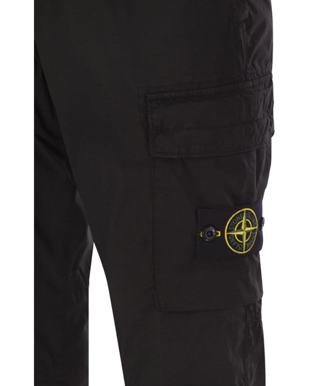 STONE ISLAND Черные хлопковые повседневные брюки, фото 4