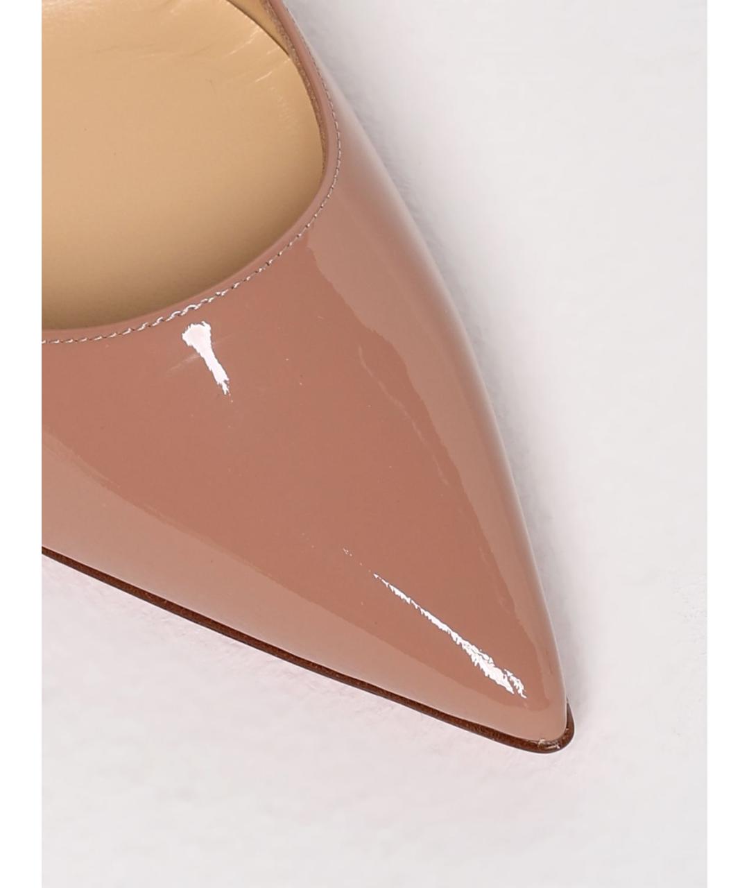 CHRISTIAN LOUBOUTIN Бежевые туфли из лакированной кожи, фото 4