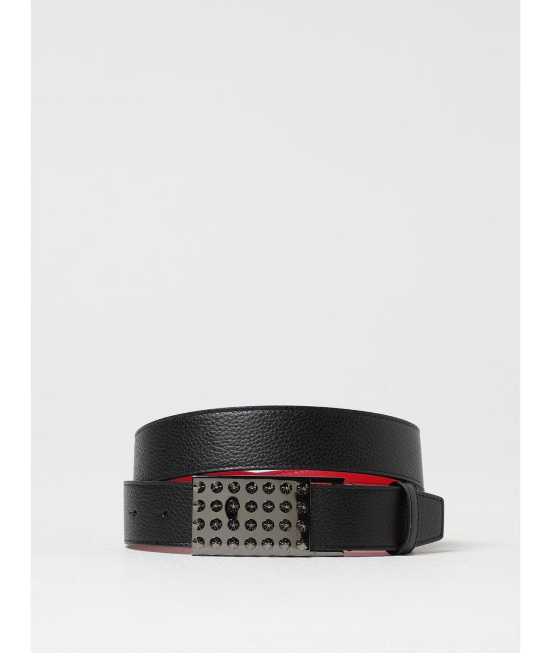 CHRISTIAN LOUBOUTIN Черный кожаный ремень, фото 3