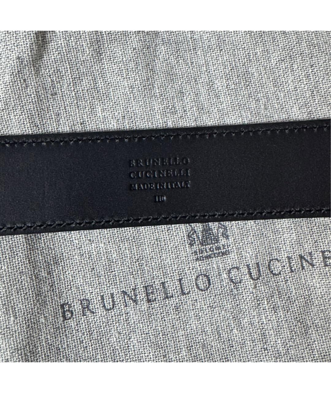 BRUNELLO CUCINELLI Черный кожаный ремень, фото 3