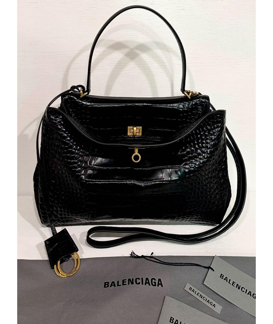 BALENCIAGA Черная кожаная сумка с короткими ручками, фото 6