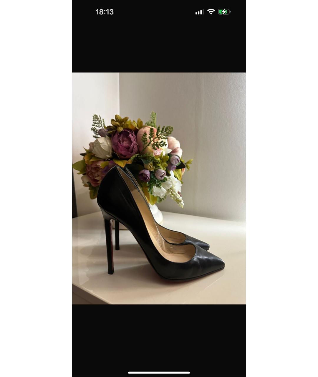CHRISTIAN LOUBOUTIN Черные кожаные туфли, фото 3