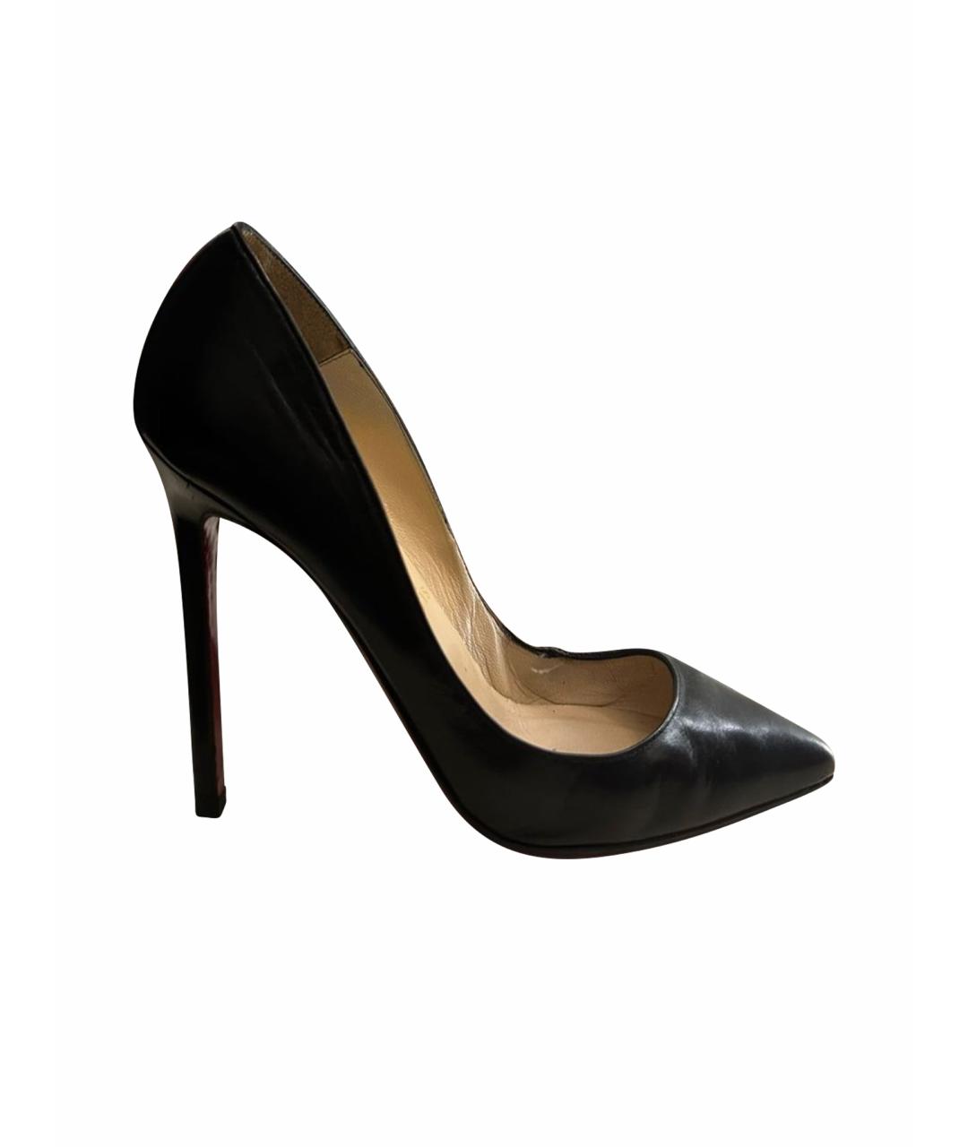 CHRISTIAN LOUBOUTIN Черные кожаные туфли, фото 1