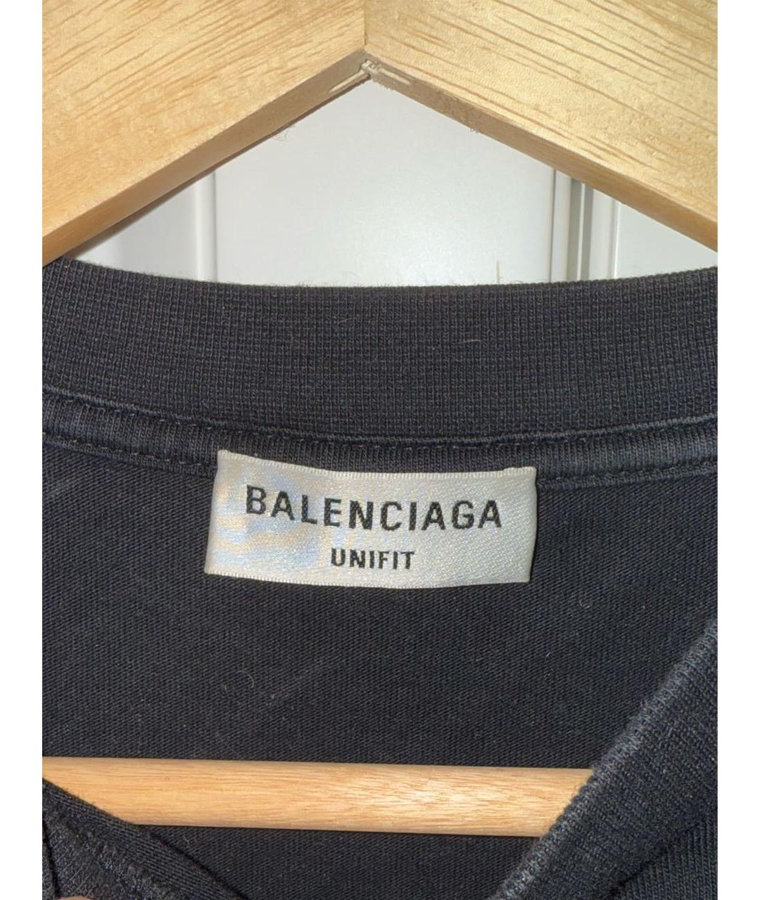 BALENCIAGA Черная хлопковая футболка, фото 2