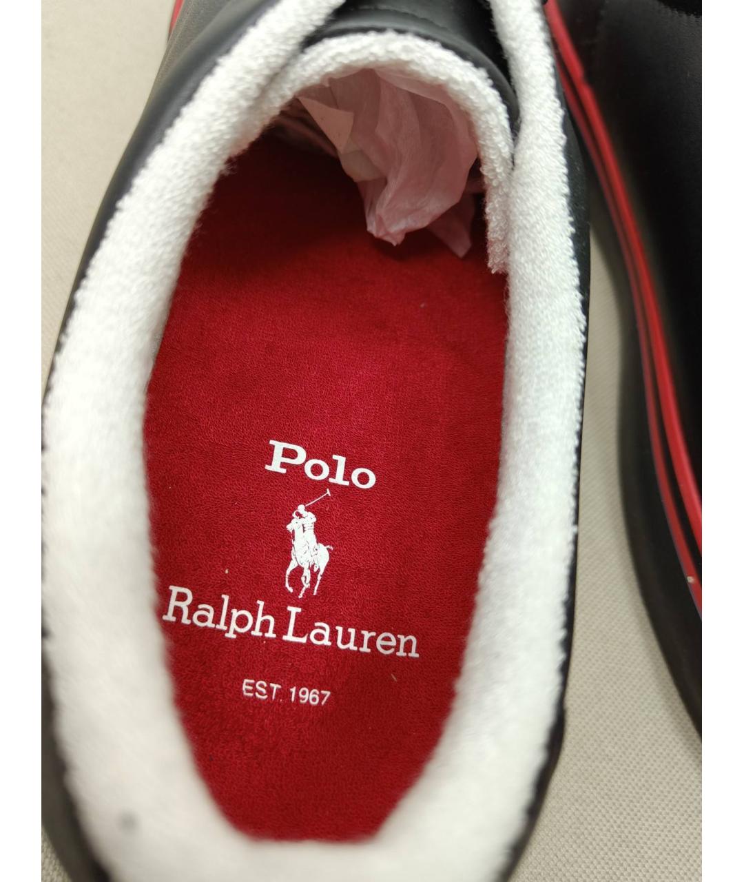 POLO RALPH LAUREN Черные кожаные низкие кроссовки / кеды, фото 6