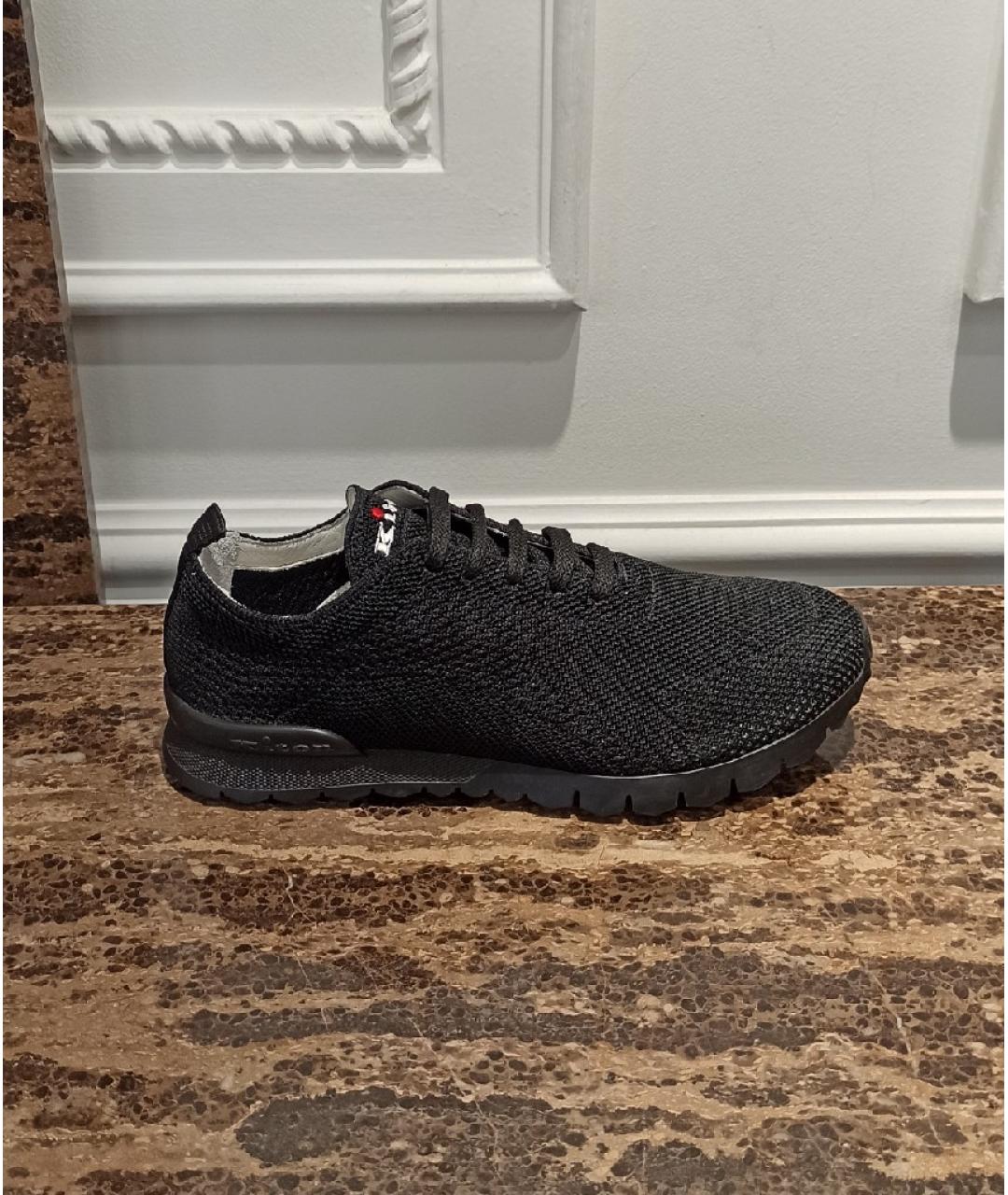 KITON Черные текстильные низкие кроссовки / кеды, фото 7