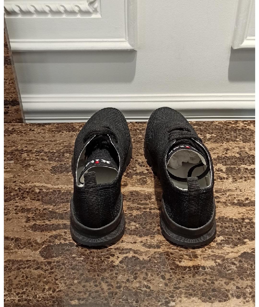 KITON Черные текстильные низкие кроссовки / кеды, фото 3