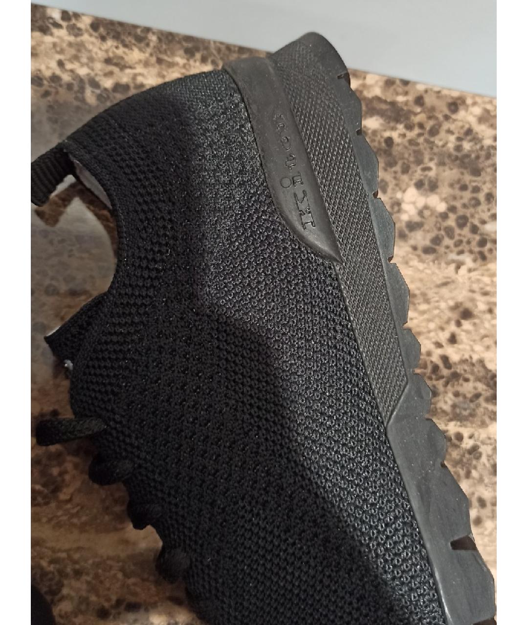 KITON Черные текстильные низкие кроссовки / кеды, фото 6