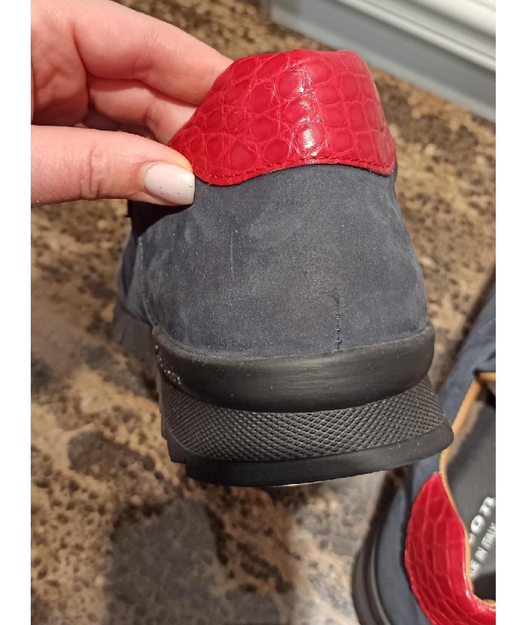 KITON Синие нубуковые низкие кроссовки / кеды, фото 4