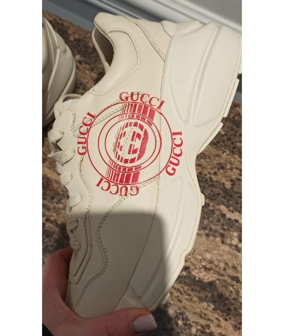 GUCCI Бежевые низкие кроссовки / кеды, фото 5