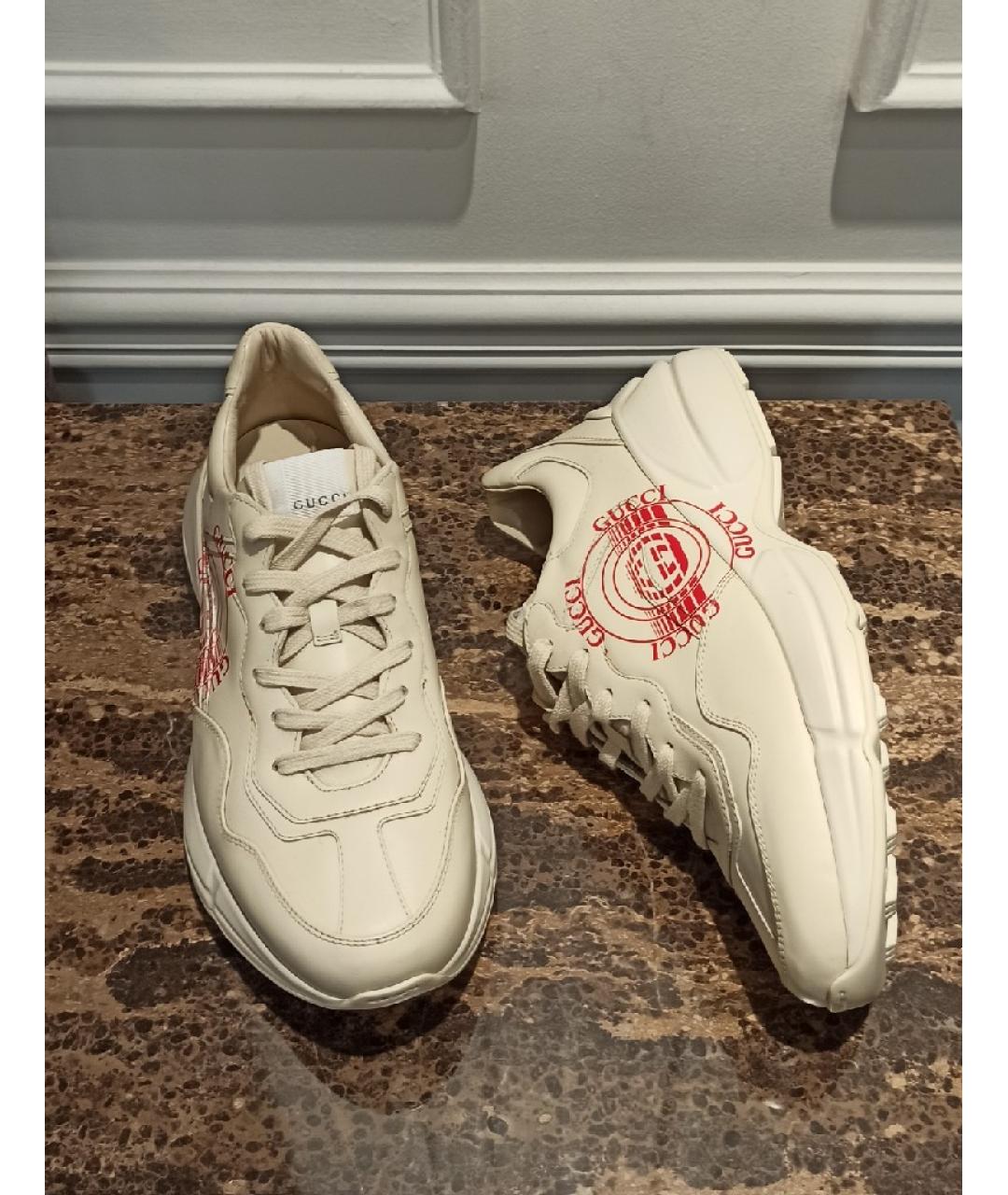 GUCCI Бежевые низкие кроссовки / кеды, фото 4