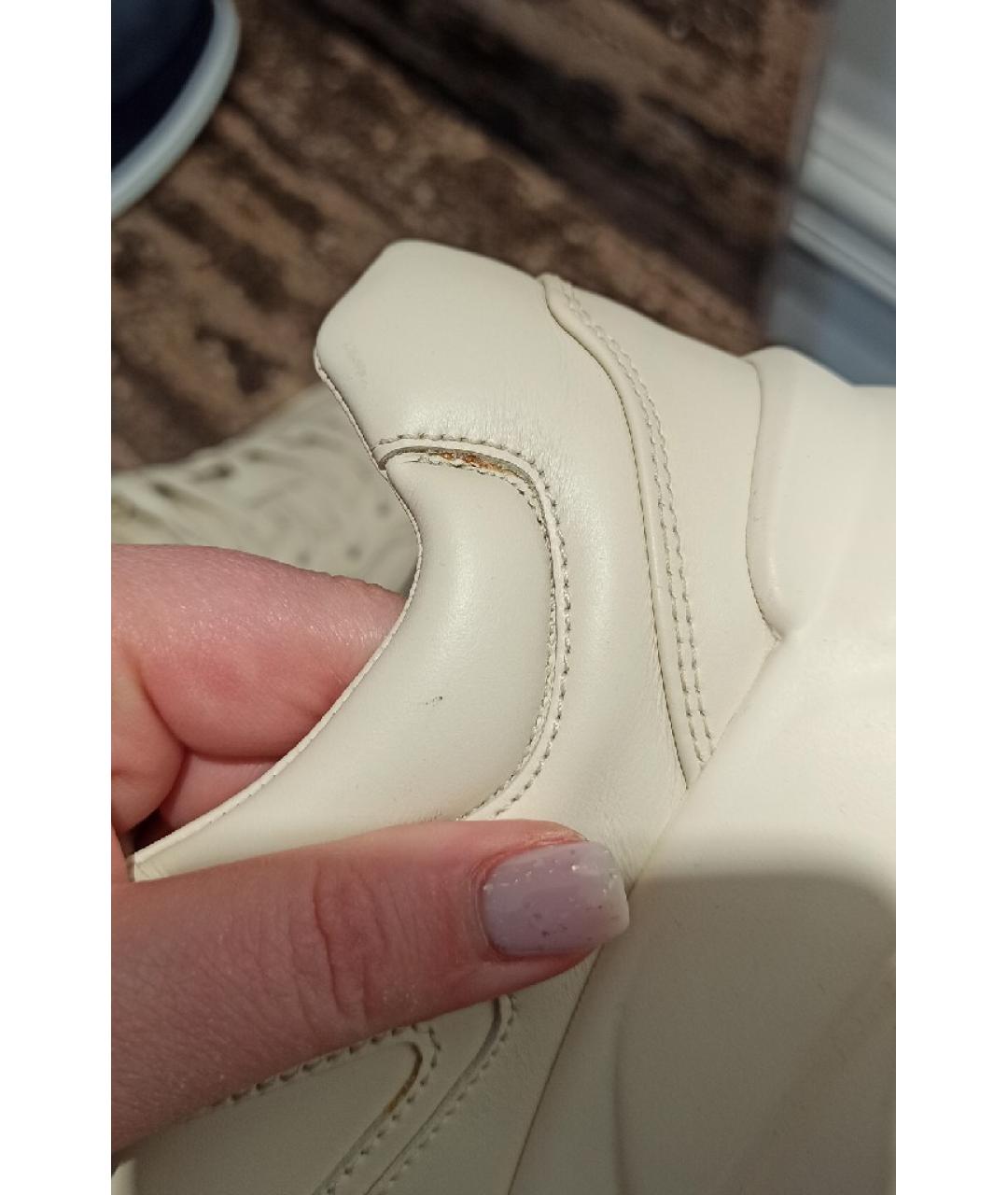 GUCCI Бежевые кожаные низкие кроссовки / кеды, фото 5